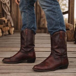 Vintage Dingo Cowboy Boots Mens 9D Burgundy Oxblood Leather USA Made